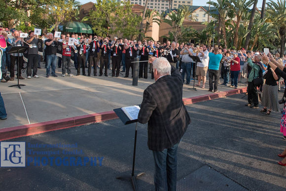 Doc Severinsen conducts the World Record Fanfare group on the Olympic Fanfare.